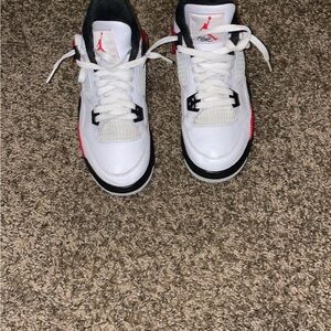 Jordan Kids White, Black, and Red Sneakers